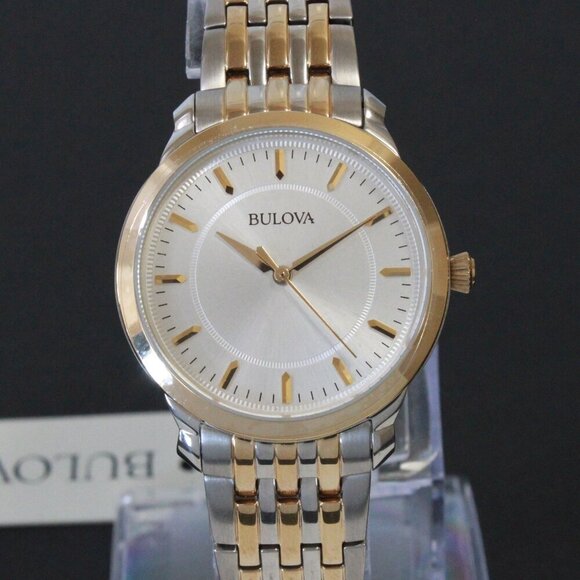 Bulova Ladies Classic Quartz Watch Two Tone Finish Raised Indices Bracelet 32mm main image 12